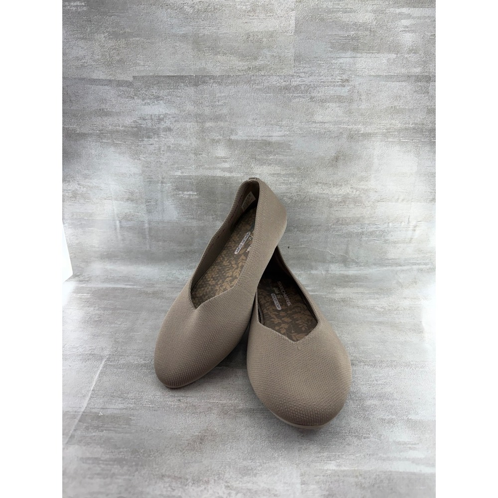 Skechers Women Wide Fit Memory Foam Taupe Stretch Fit Flats 158116W Size 9.5